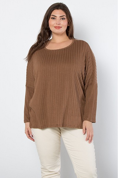 PT11558 CABLE KNIT SWEATER DOLMAN